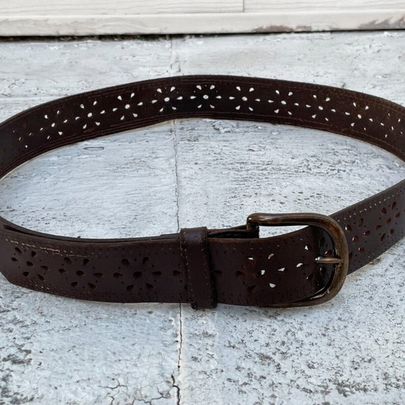 Genuine Leather Belt Pin Buckle Unisex Waistband Brown Belt Size 32 inches - Picture 5 of 11